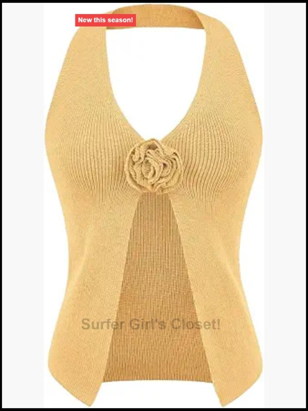 Crochet Halter Tank Top Boho 3D Floral Sleeveless Cute Summer Vacation Going